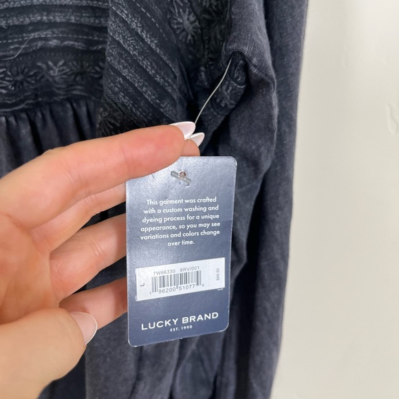 Lucky Brand Embroidered Yoke Long Sleeve Peasant Top Size L - Picture 12 of 12